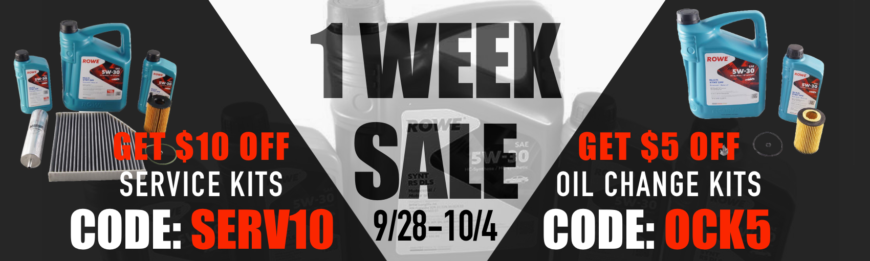 2026 October 1 Week Sale - $5 off Oil change kits, $10 off Servi