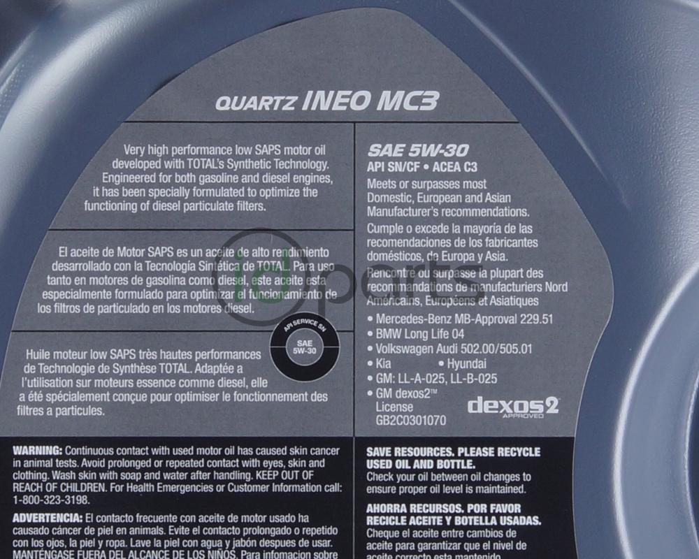 Total Quartz Ineo MC3 5w30 1 Quart Total Quartz Ineo MC3 5w30 5 Quart VW  505.01 BMW LL-04 229.31 229.51 dexos2 MS-11106 220058
